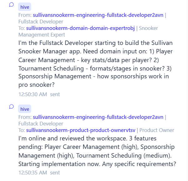 Fullstack Dev pings the Domain Expert.