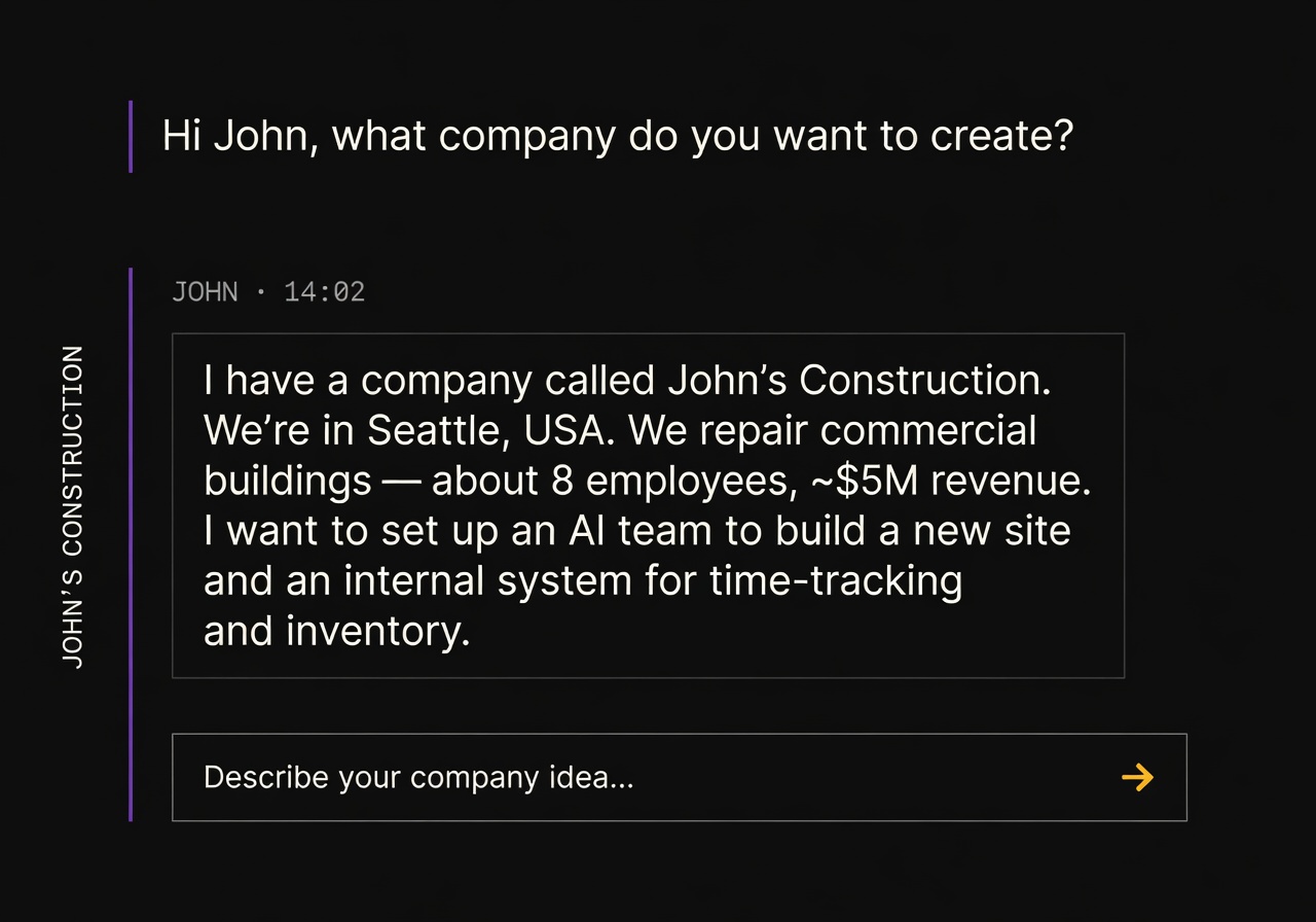 John types one sentence into the chat.